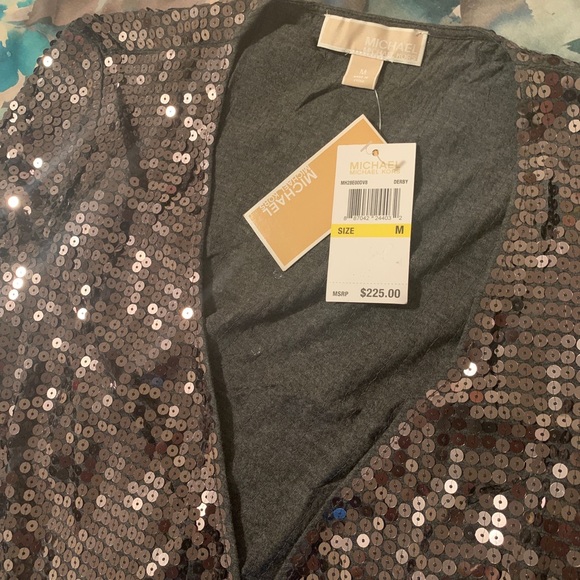 Michael Kors Grey Sequin Wrap Dress. - Picture 2 of 3
